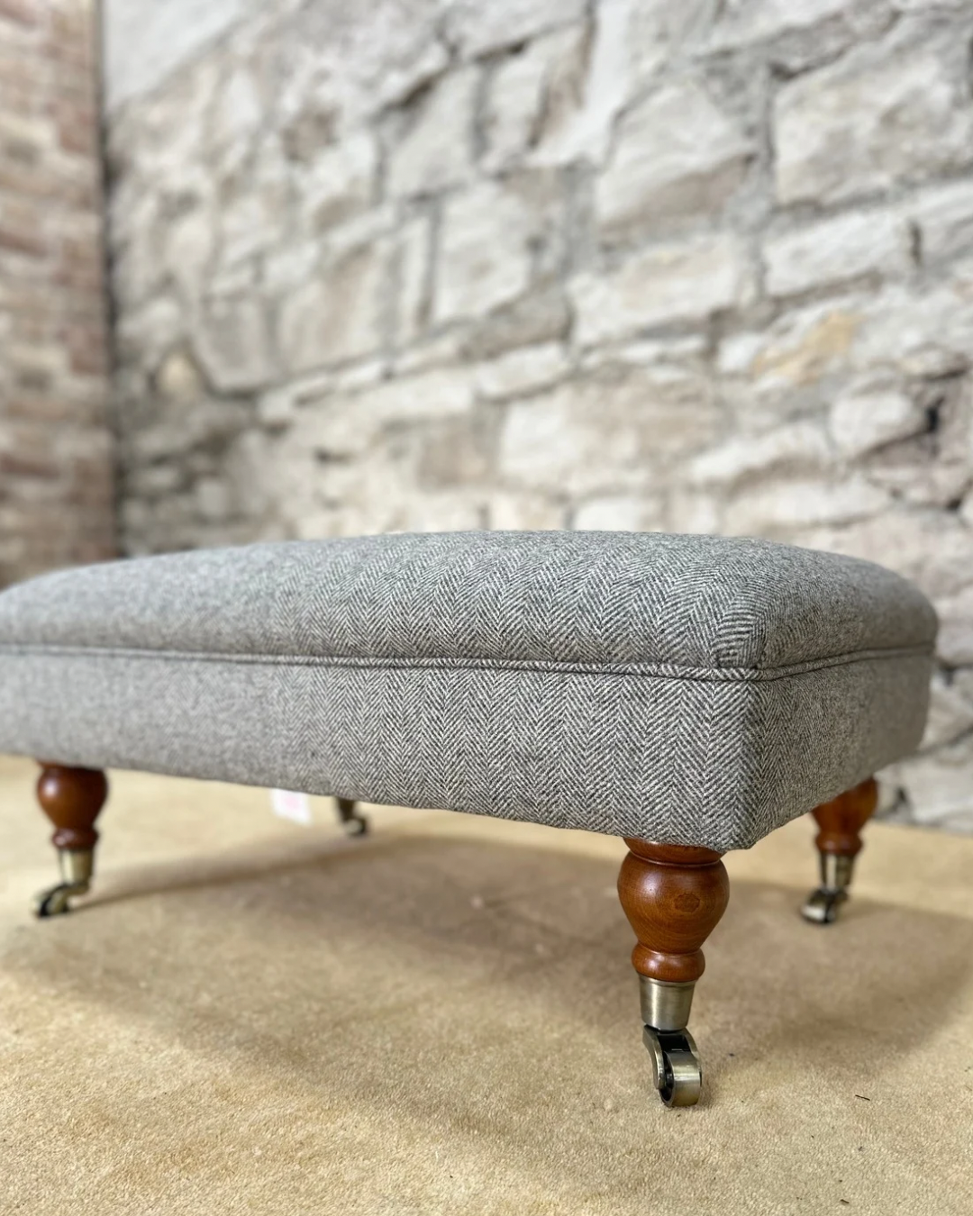 Wool Herringbone Footstool