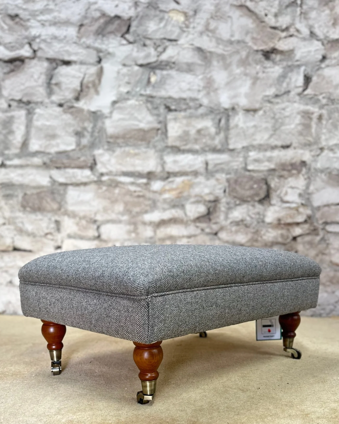Wool Herringbone Footstool