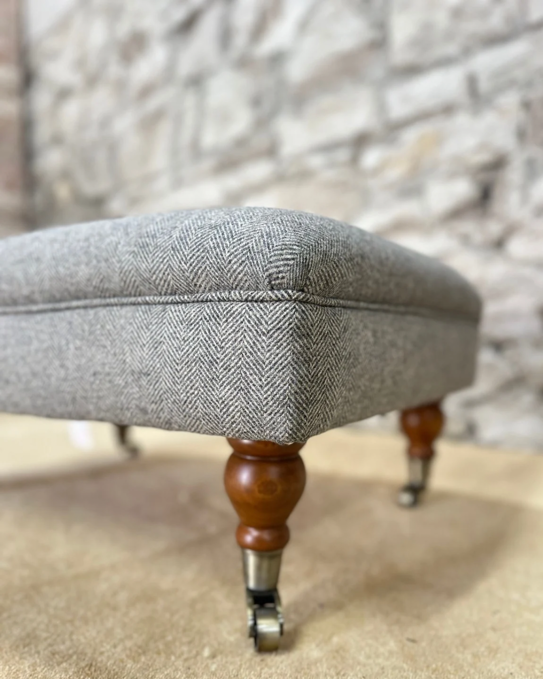 Wool Herringbone Footstool