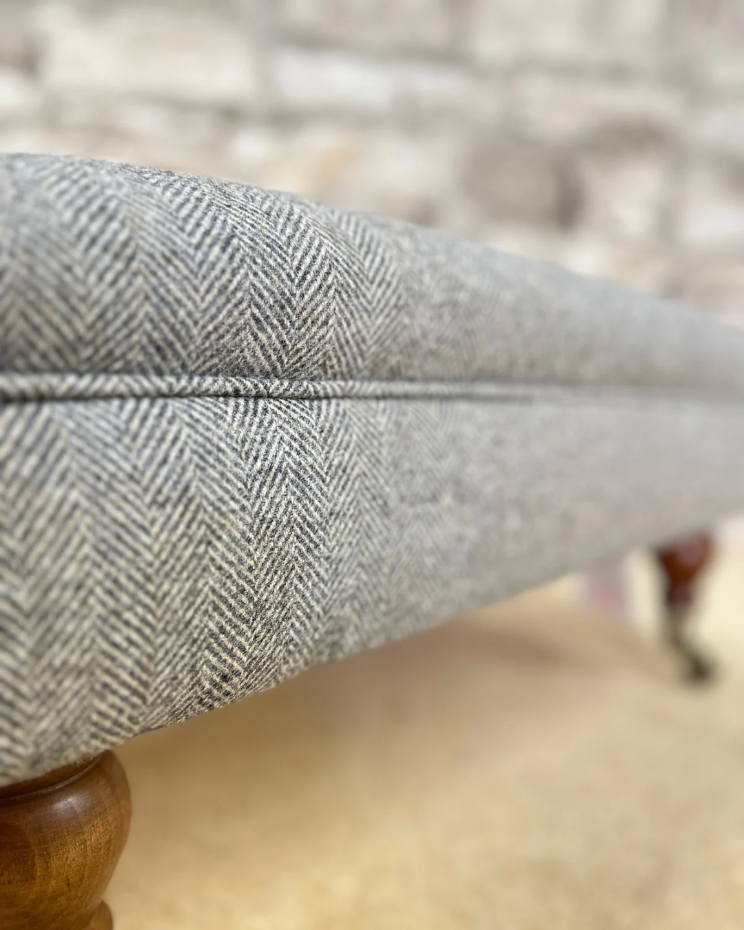 Wool Herringbone Footstool