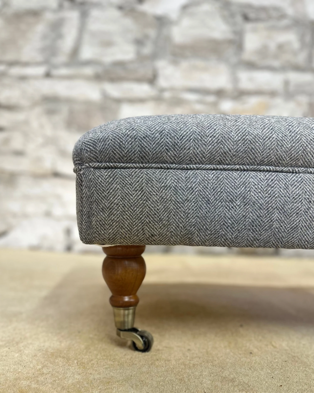 Wool Herringbone Footstool