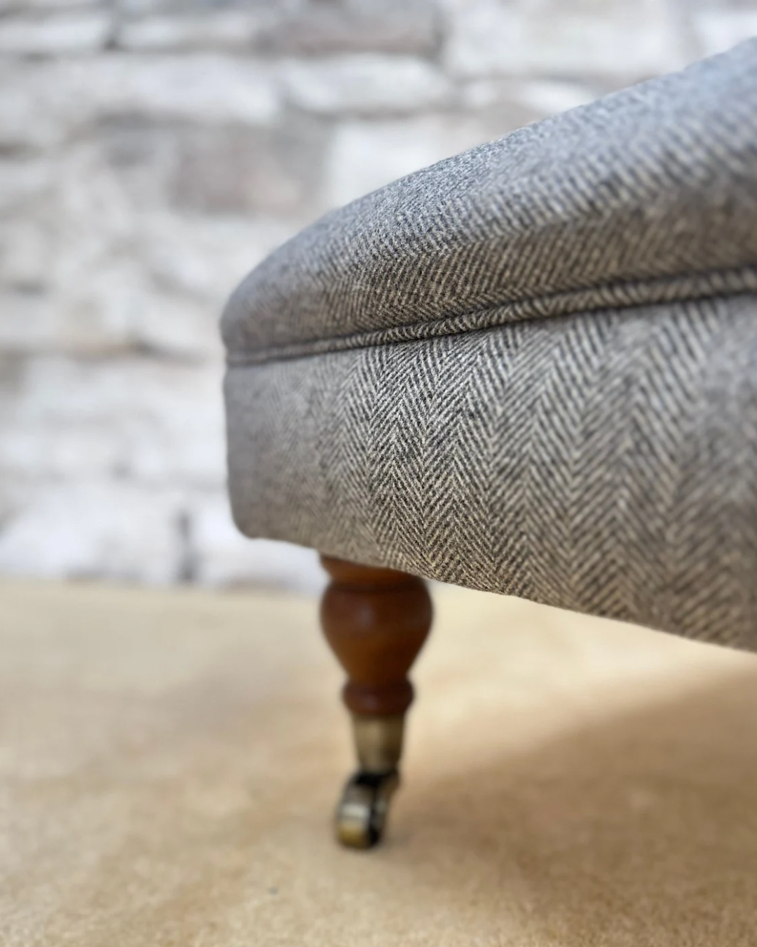 Wool Herringbone Footstool