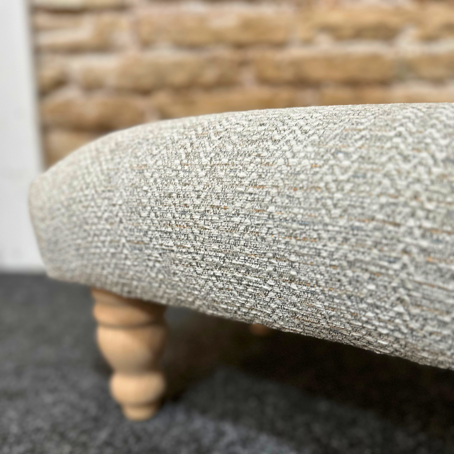 Grey Herringbone Footstool