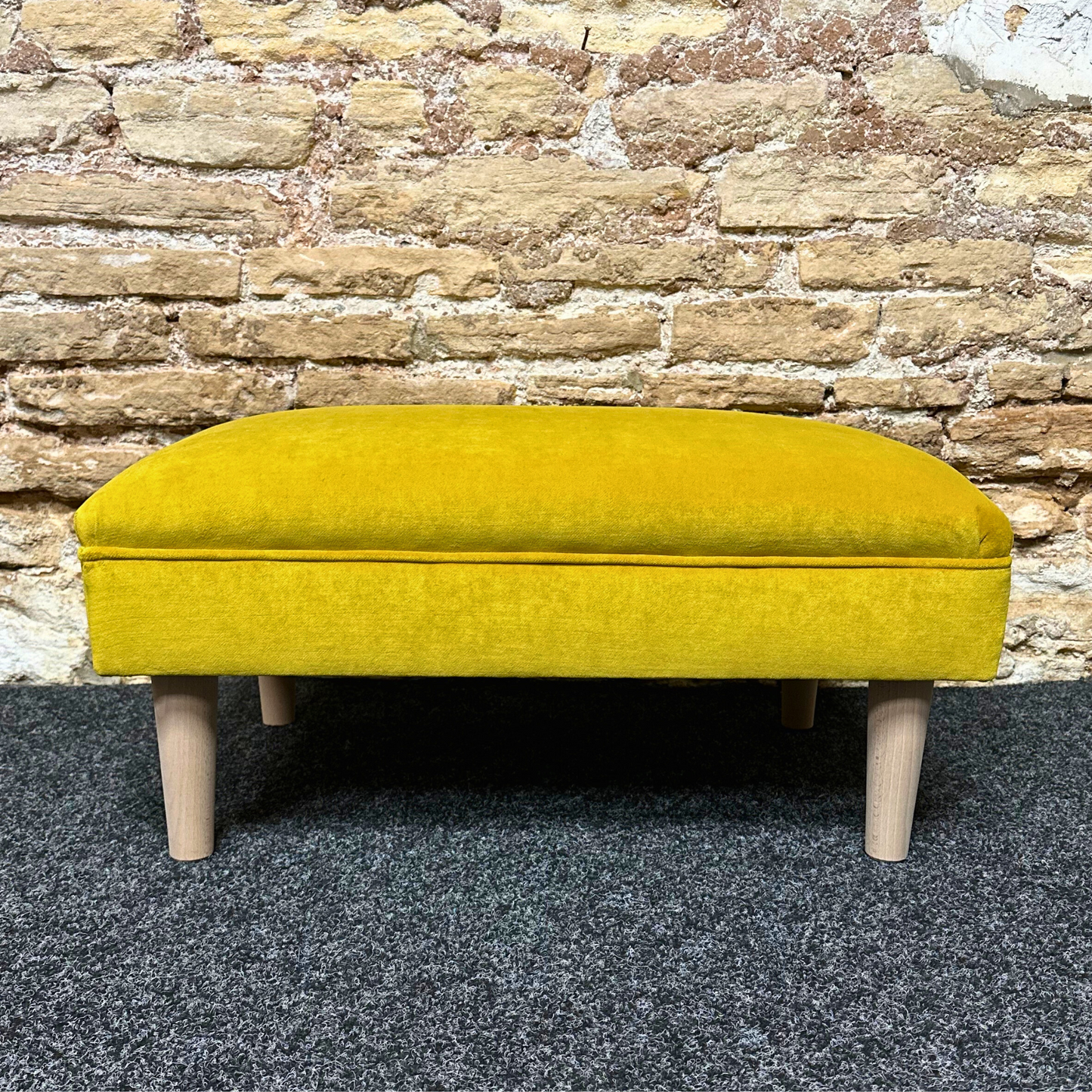 Lemon Velvet Footstool