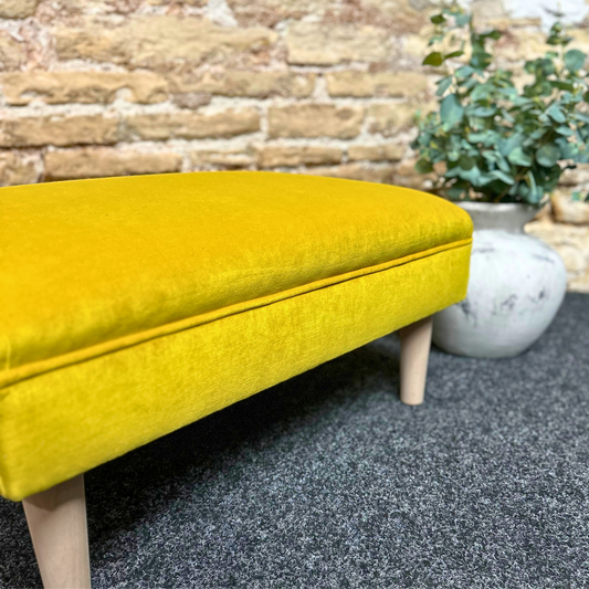 Lemon Velvet Footstool