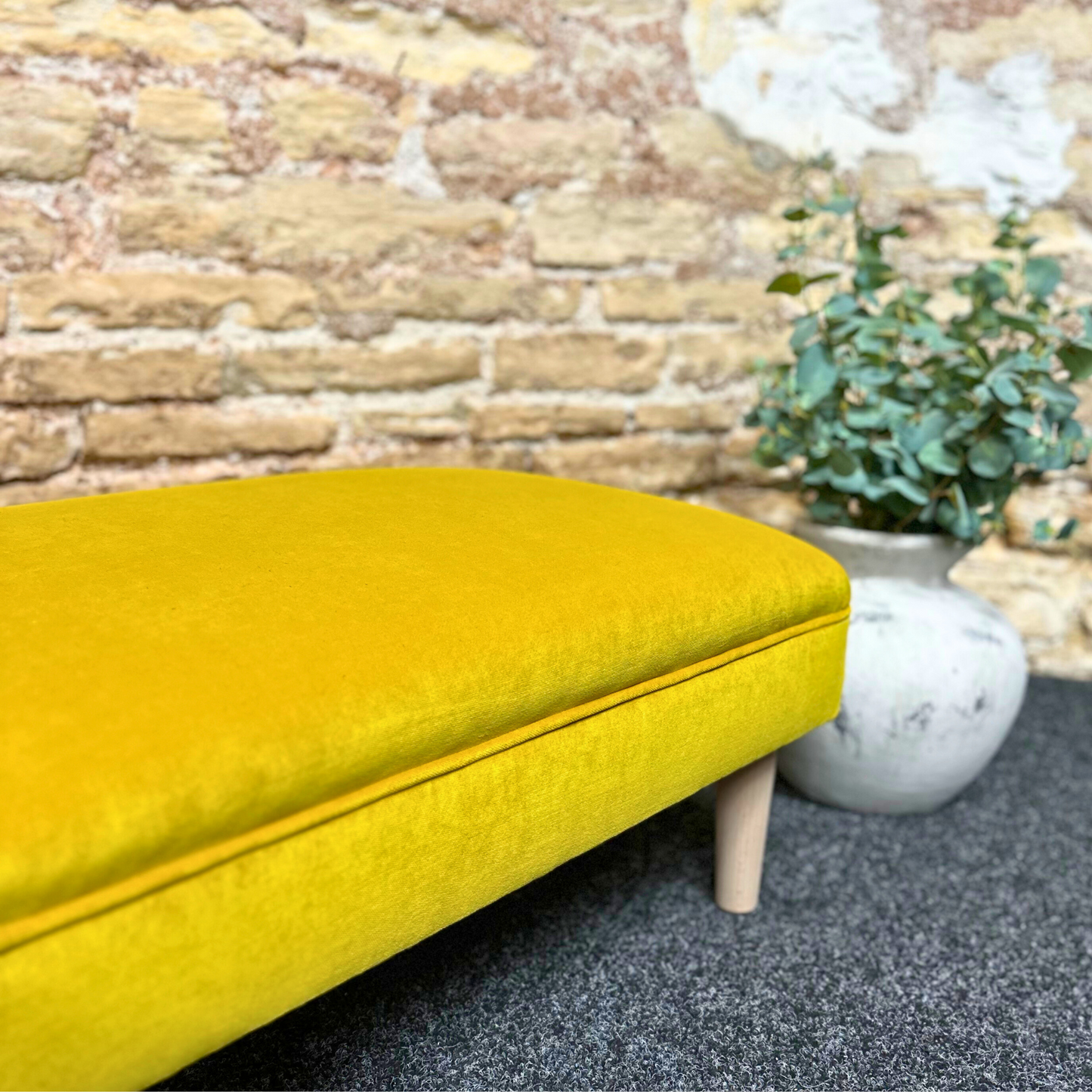 Lemon Velvet Footstool