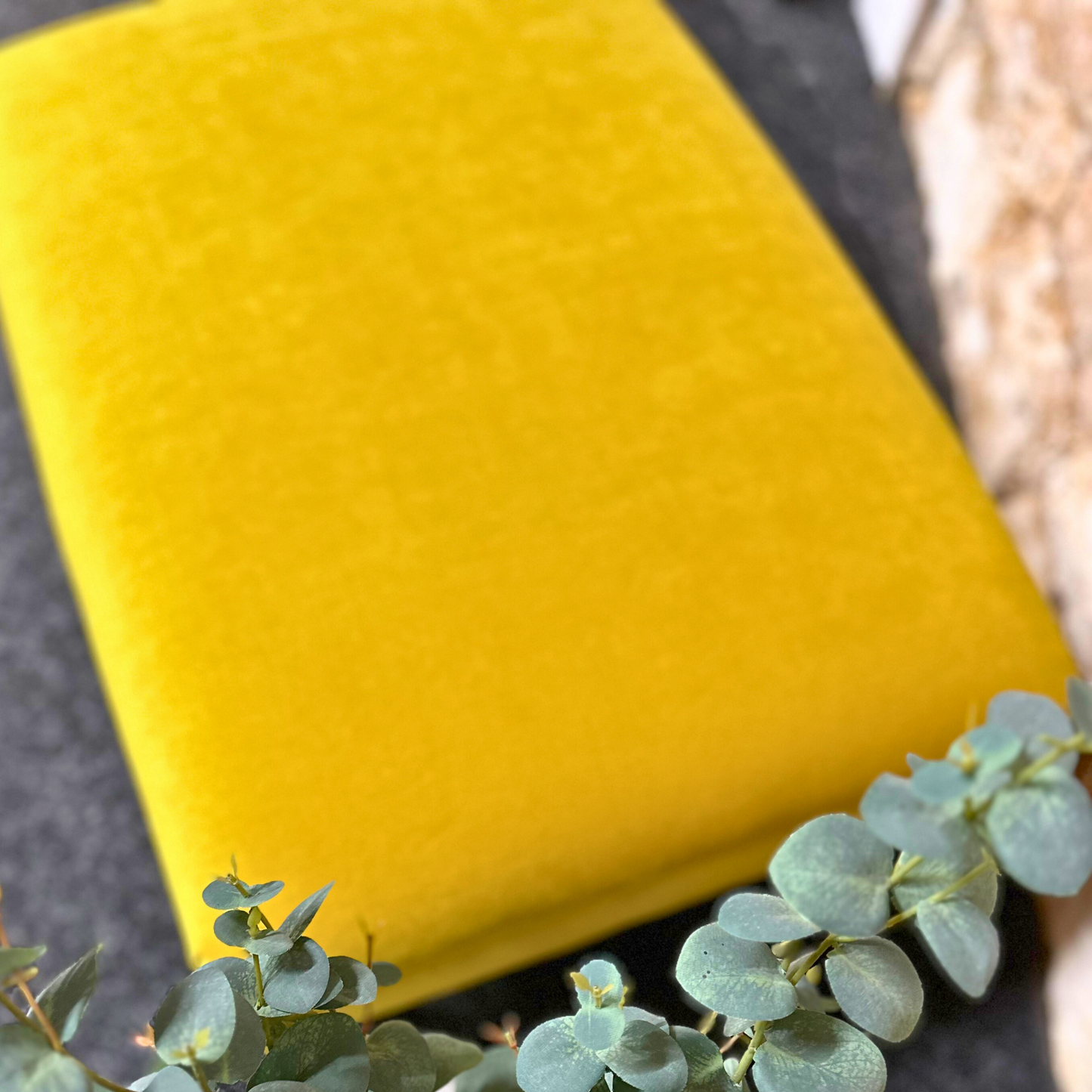Lemon Velvet Footstool