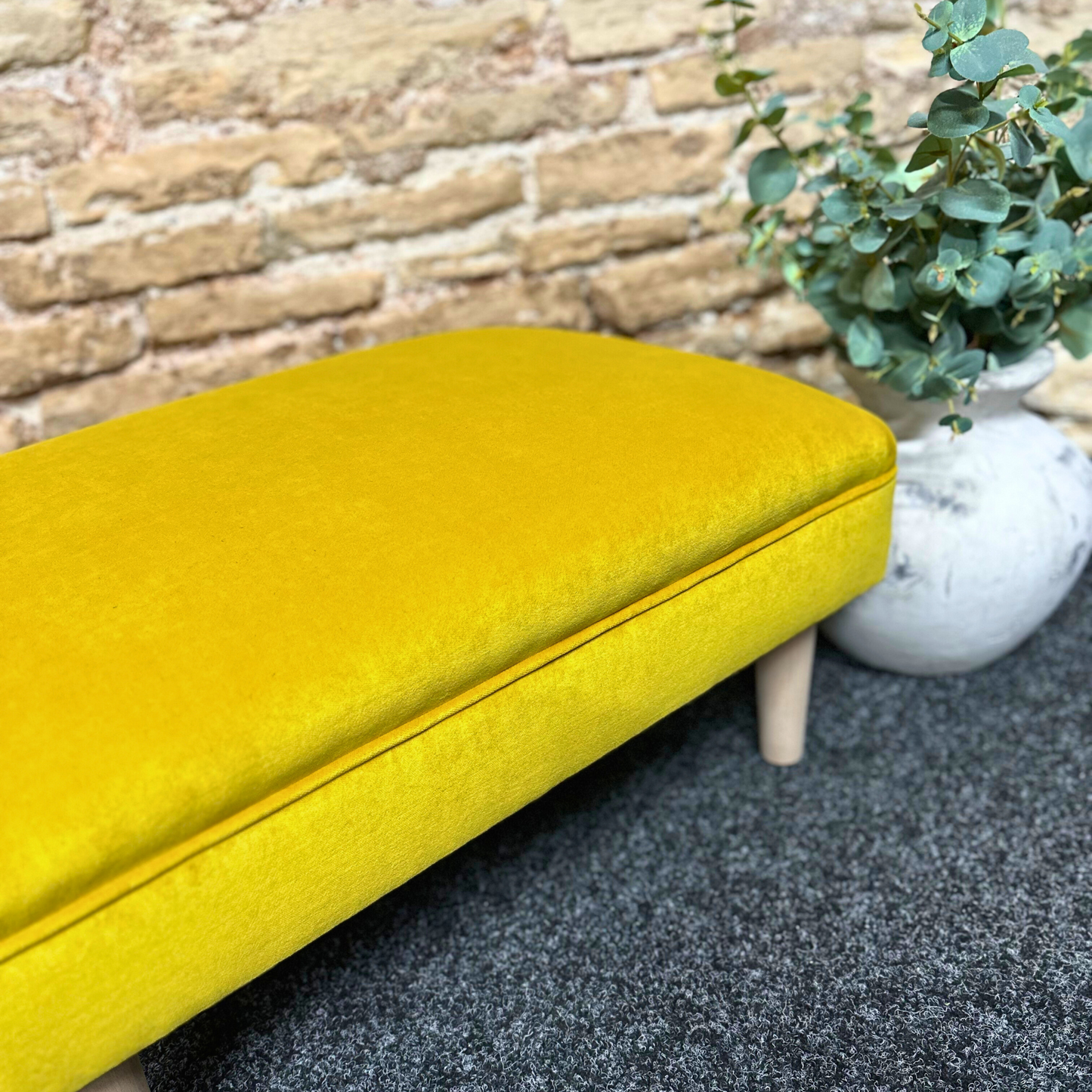 Lemon Velvet Footstool