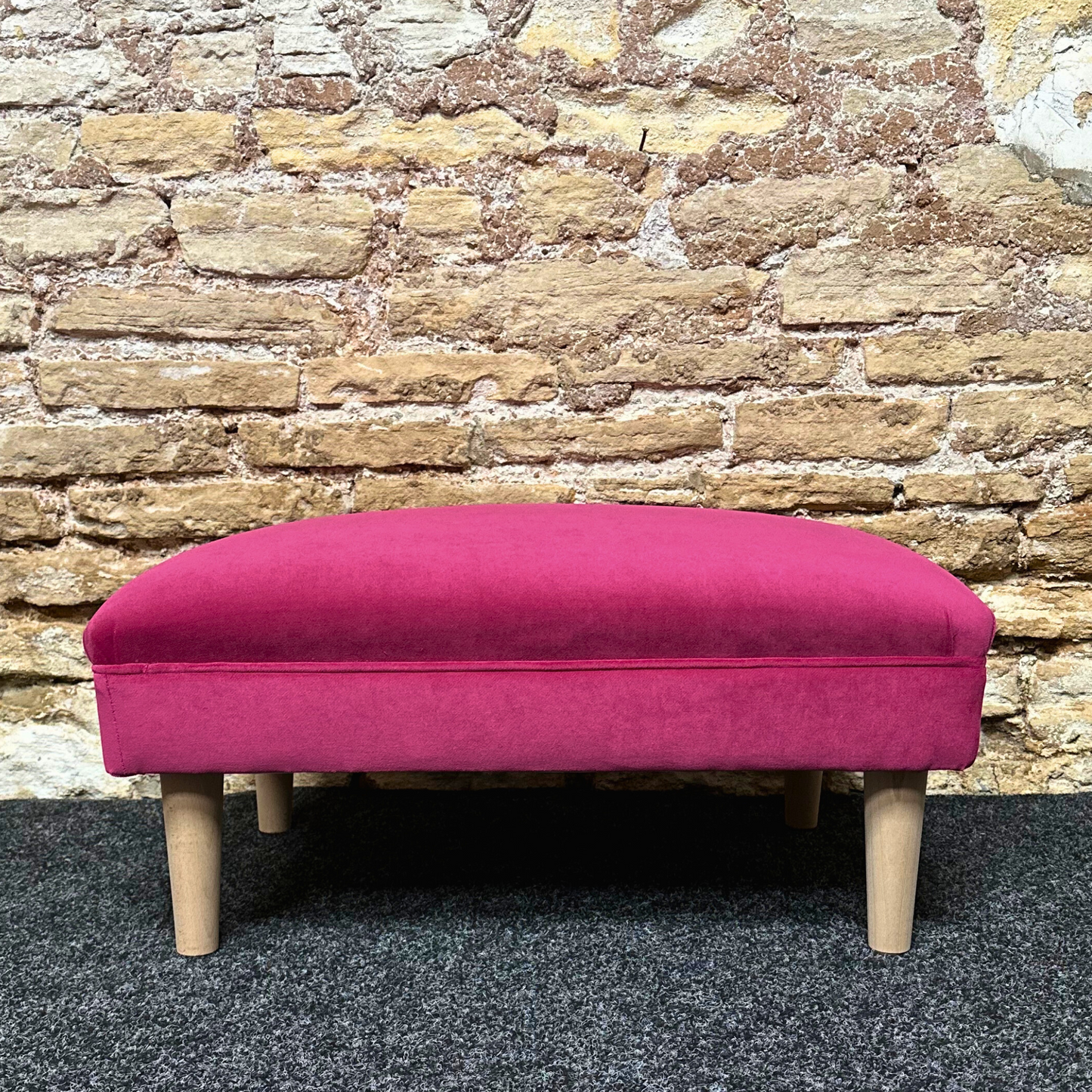 Fuschia Velvet Footstool