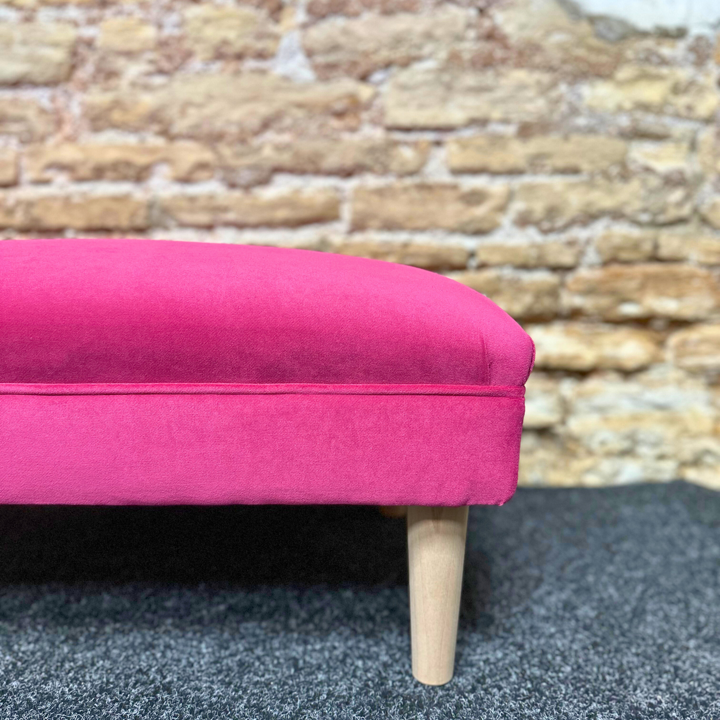 Fuschia Velvet Footstool