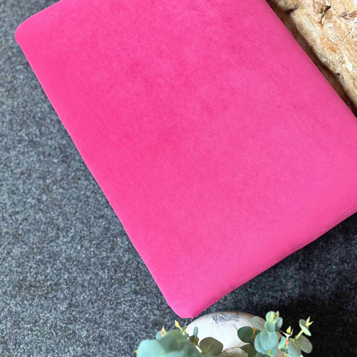 Fuschia Velvet Footstool