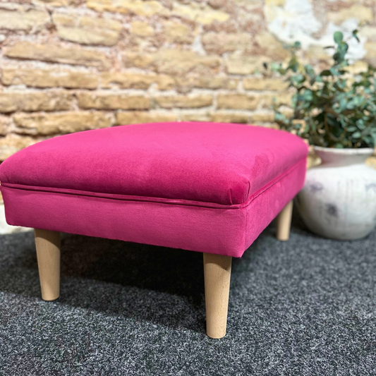 Fuschia Velvet Footstool
