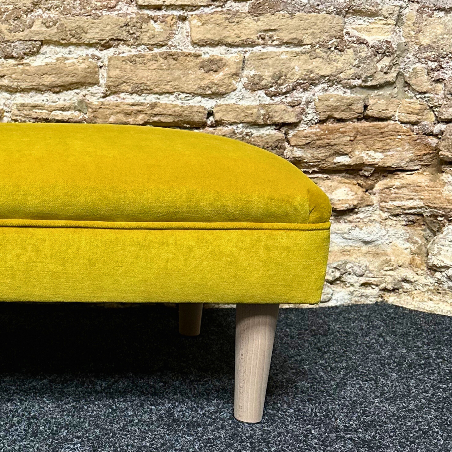 Lemon Velvet Footstool