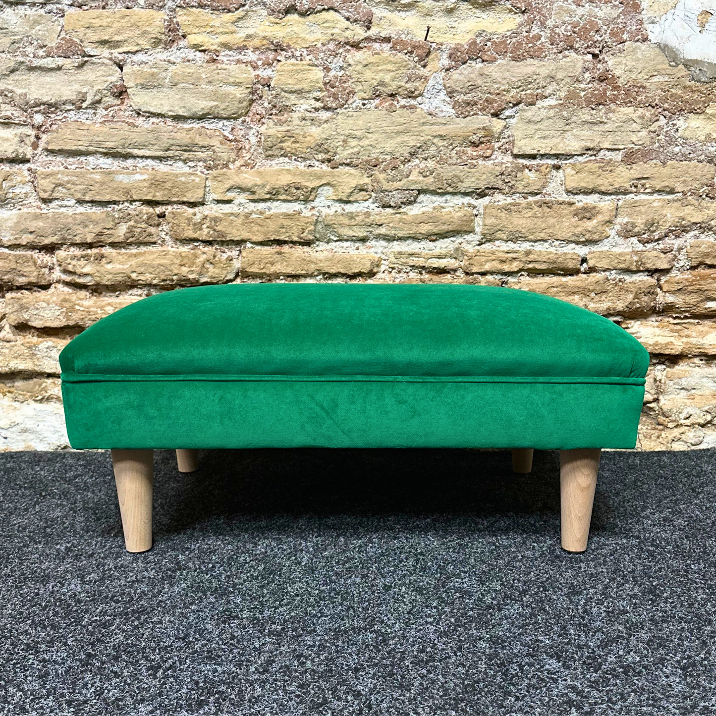 Emerald Velvet Footstool