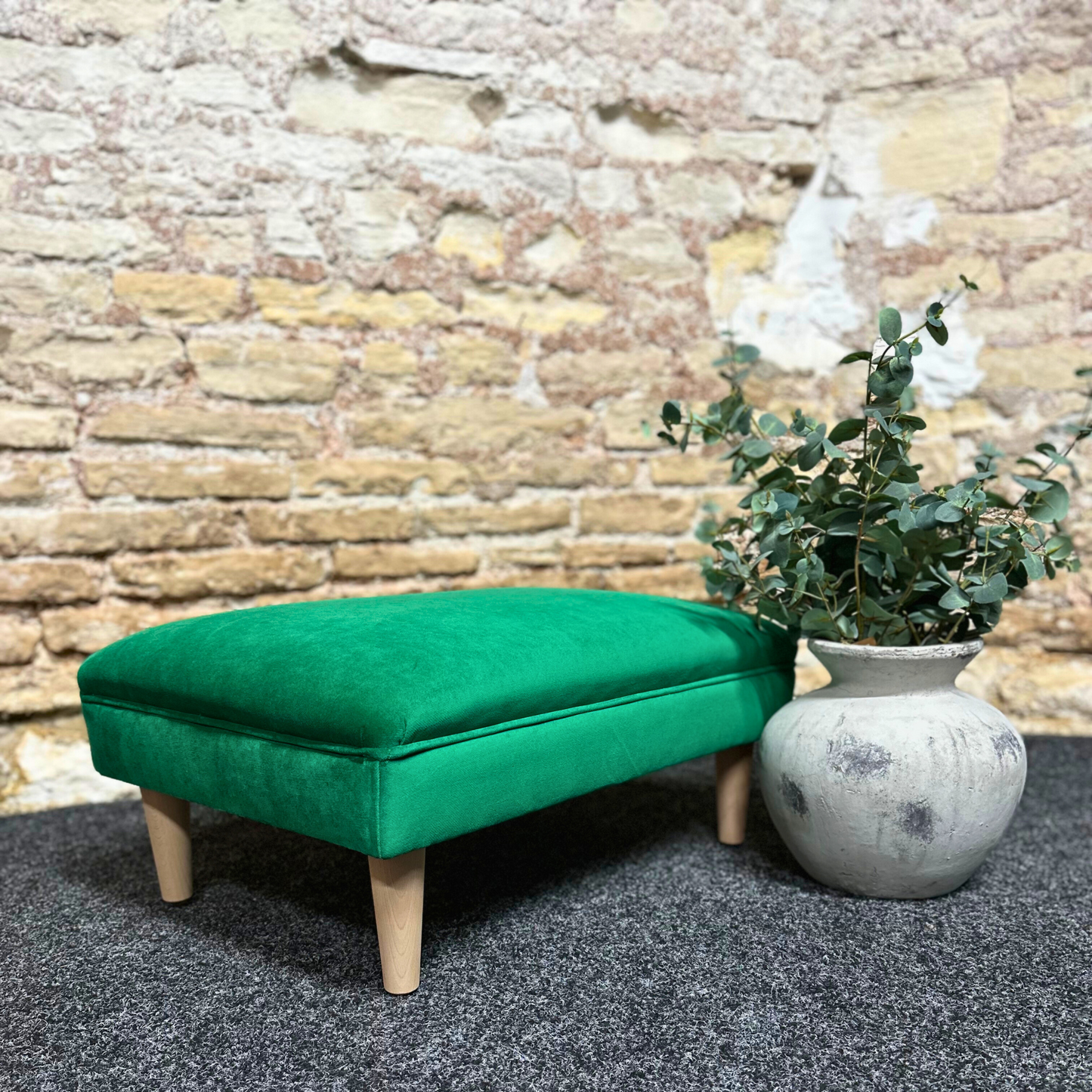 Emerald Velvet Footstool