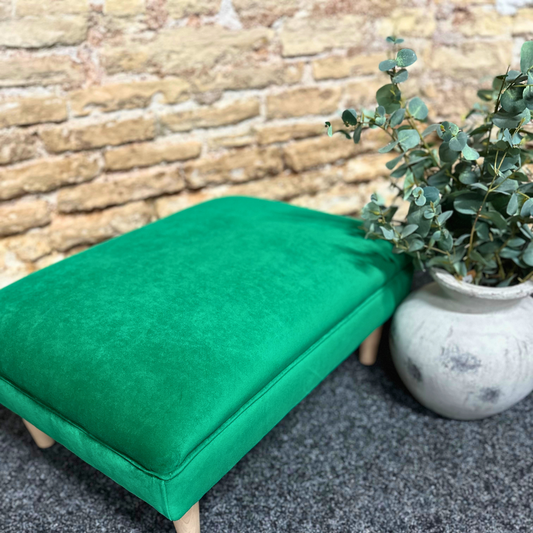 Emerald Velvet Footstool