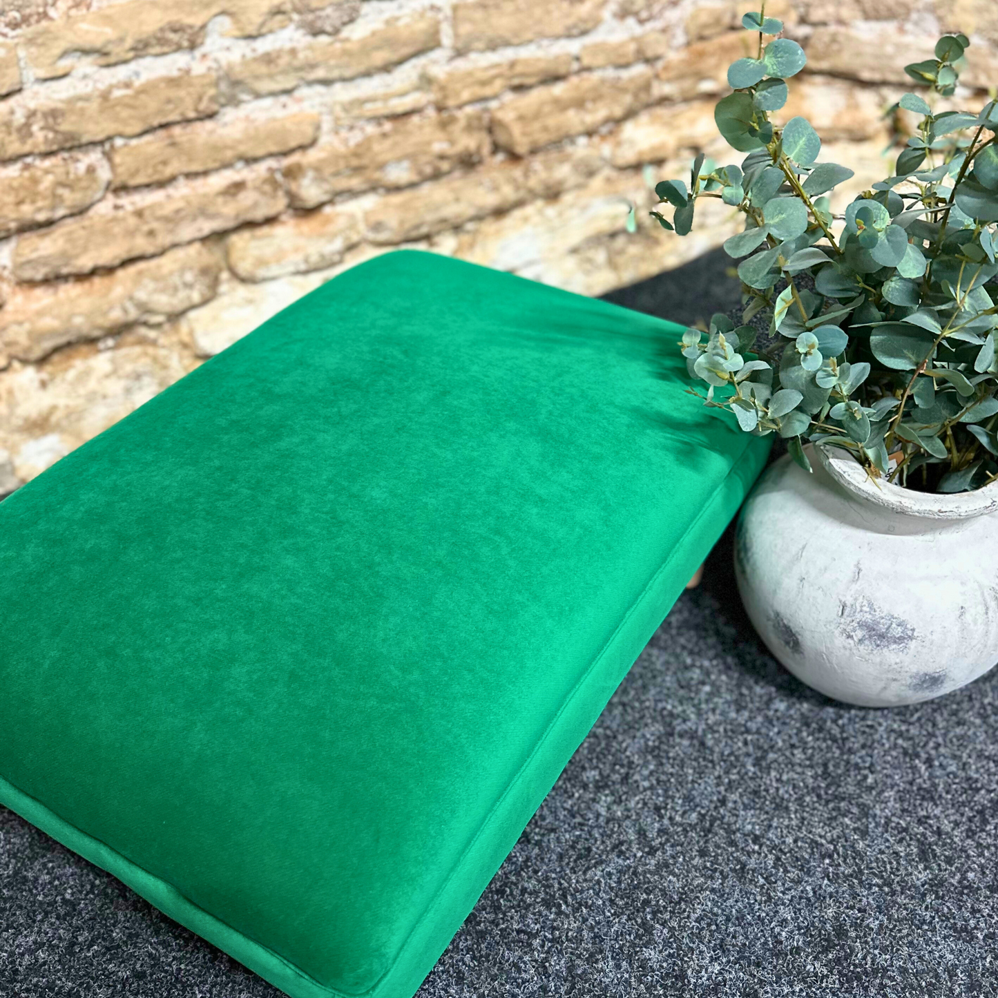 Emerald Velvet Footstool