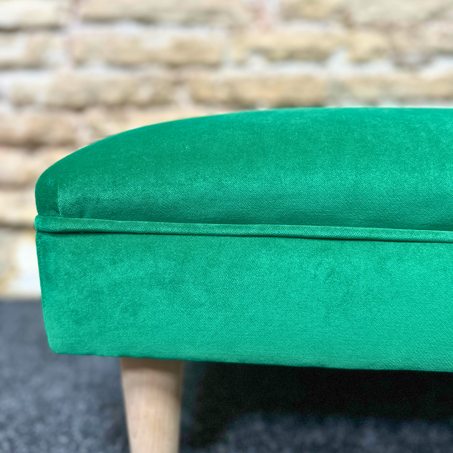 Emerald Velvet Footstool