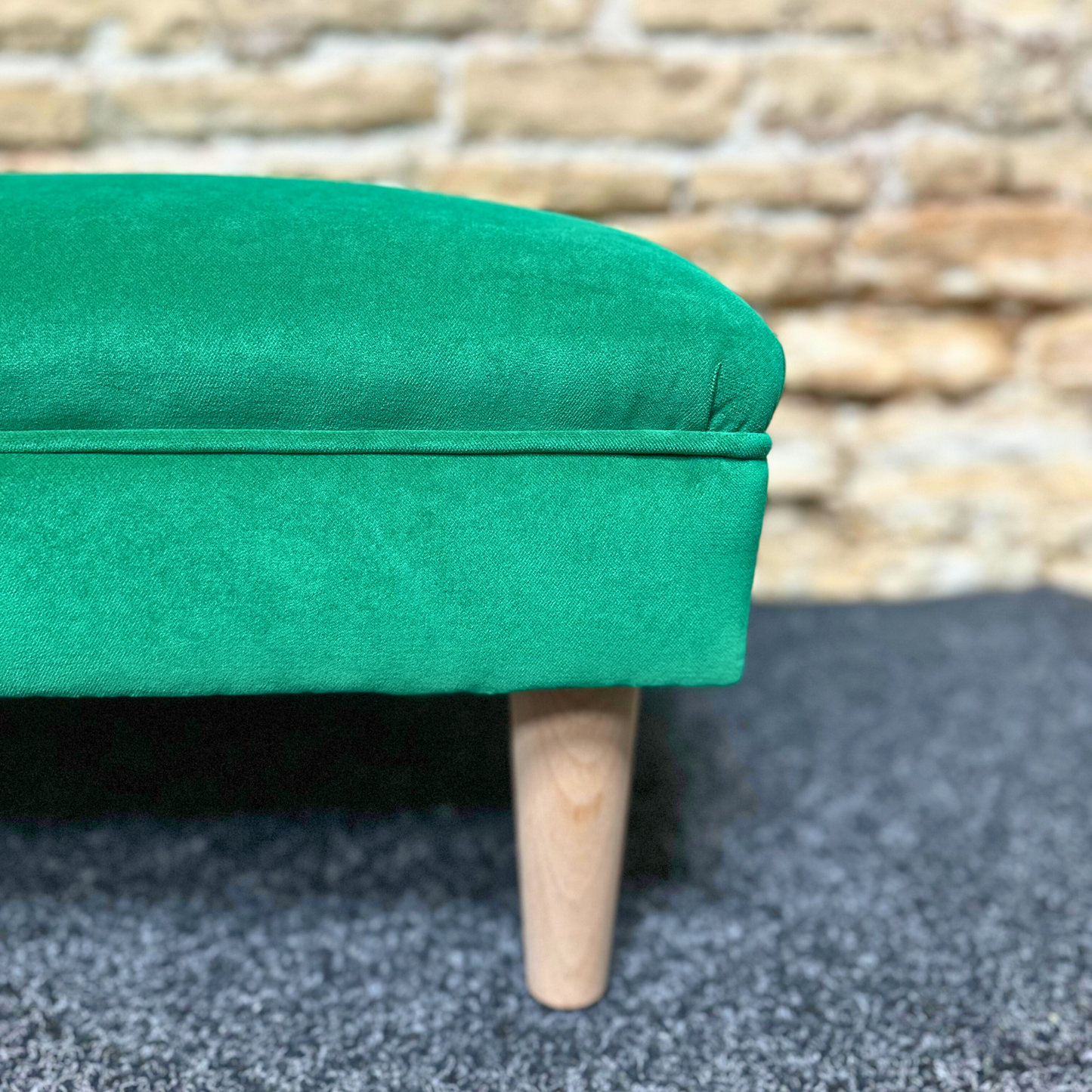 Emerald Velvet Footstool