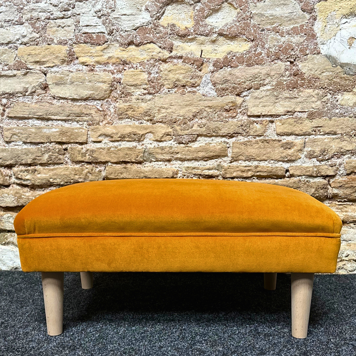 Orange Velvet Footstool