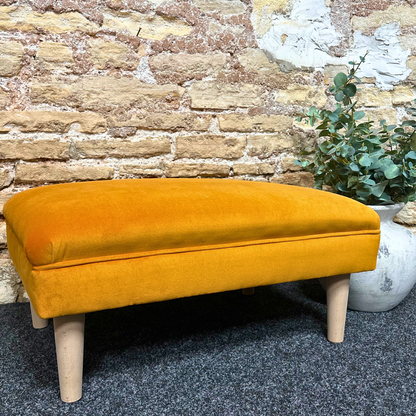 Orange Velvet Footstool