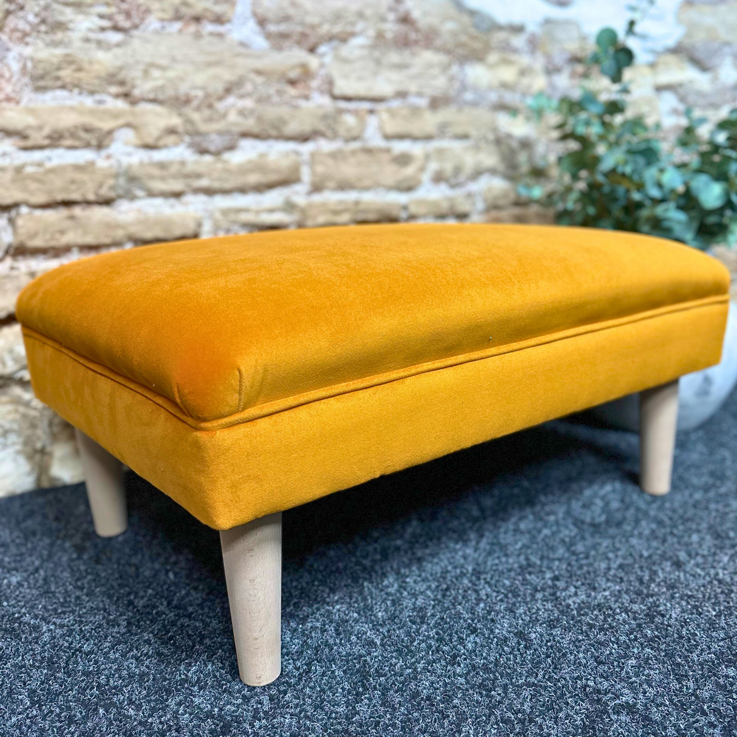 Orange Velvet Footstool