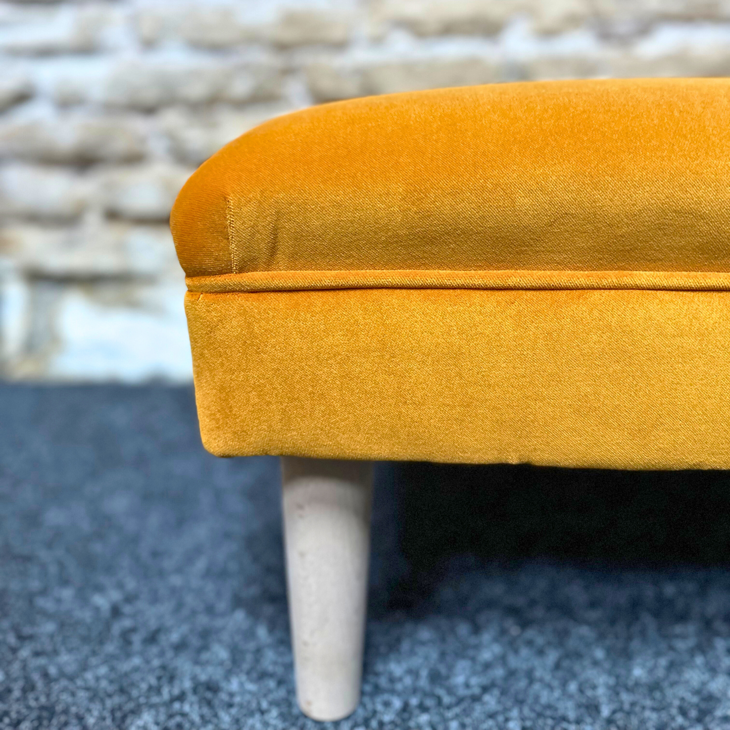 Orange Velvet Footstool