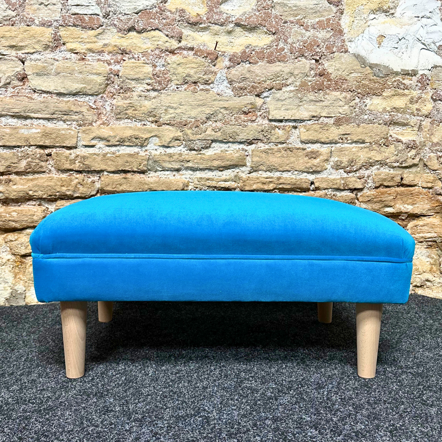 Azure Velvet Footstool