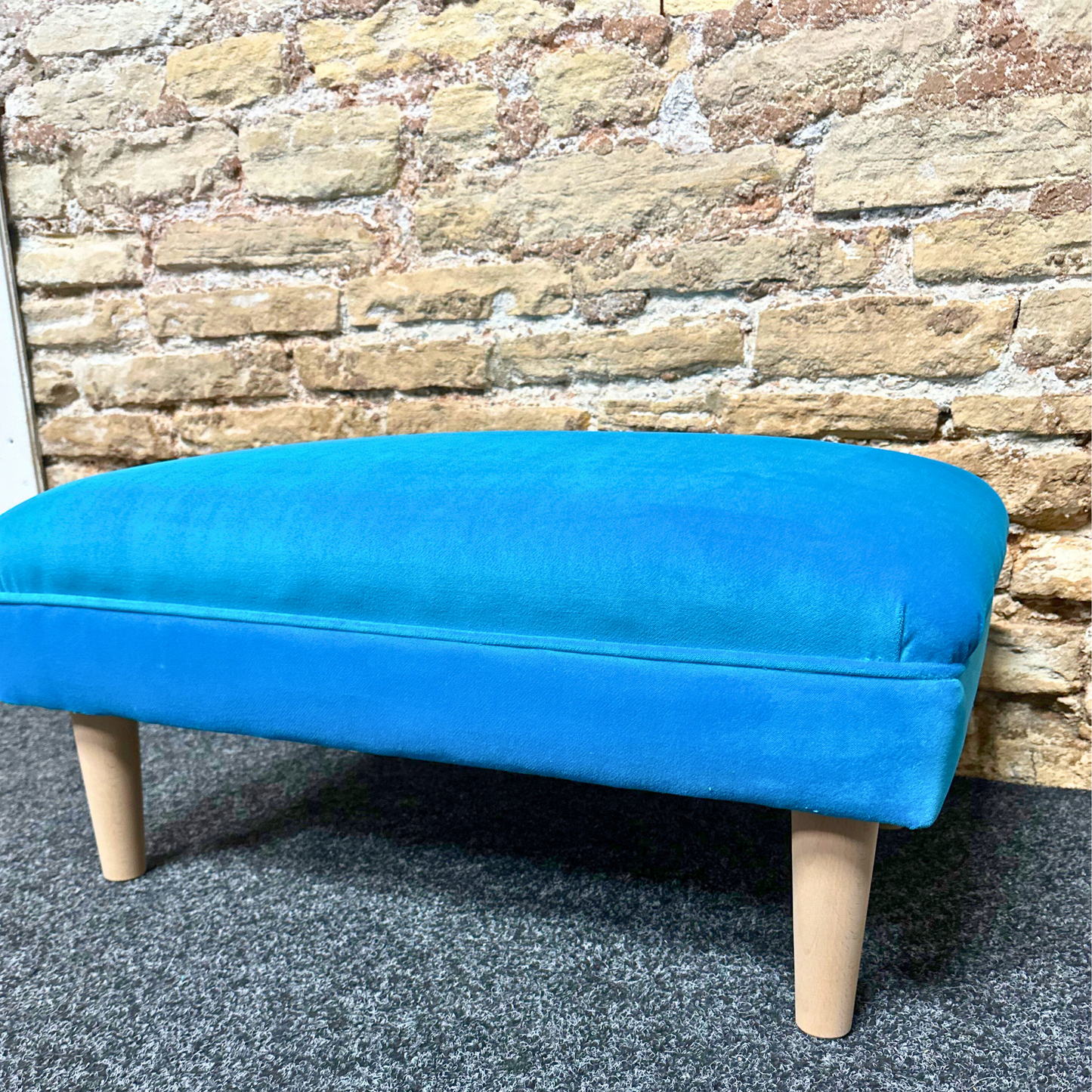 Azure Velvet Footstool