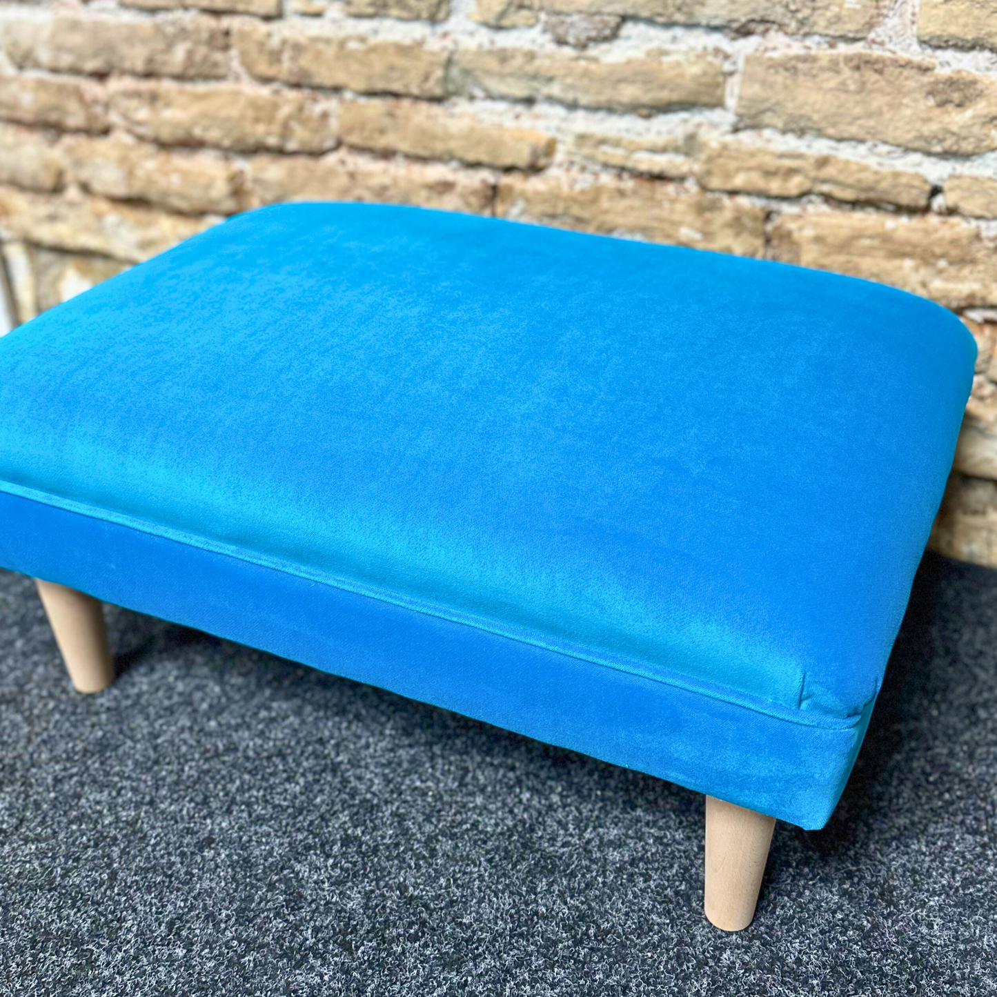 Azure Velvet Footstool