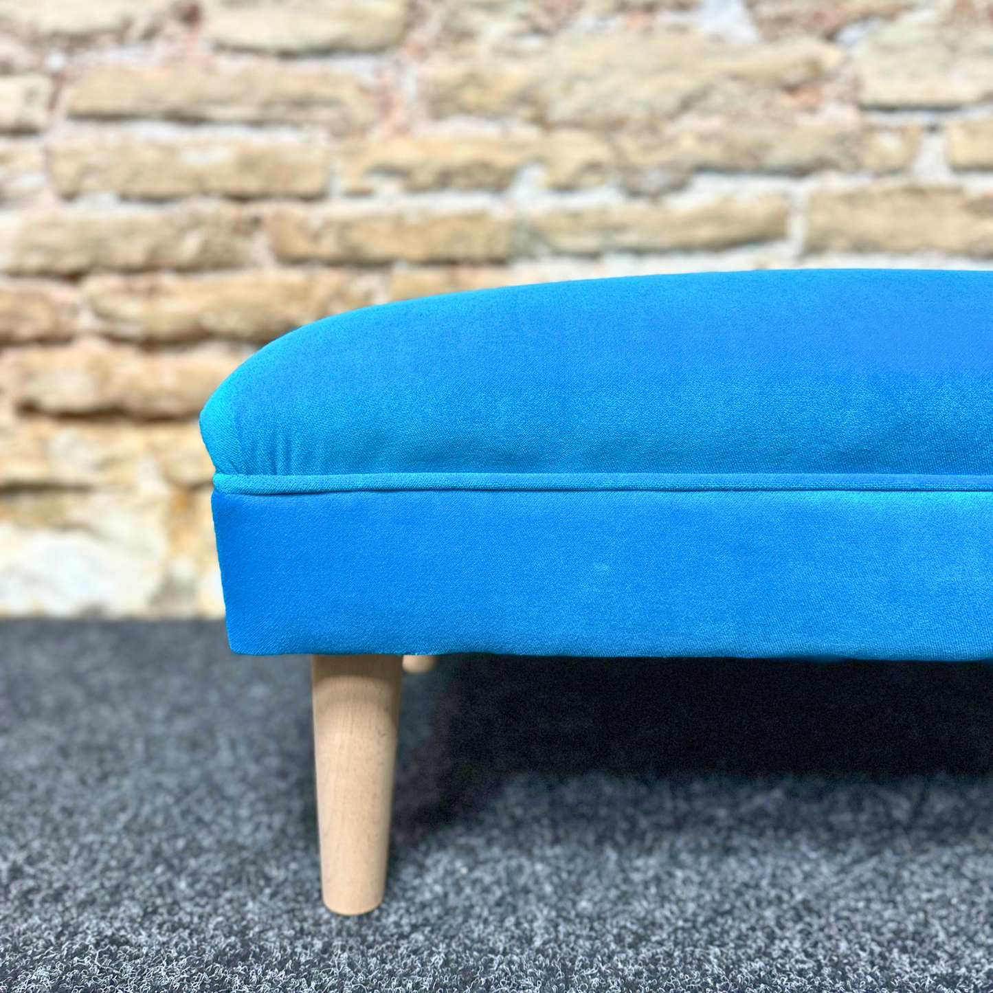 Azure Velvet Footstool