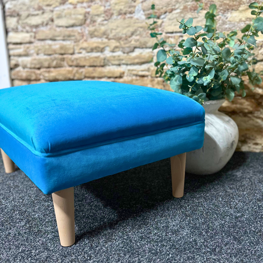 Azure Velvet Footstool