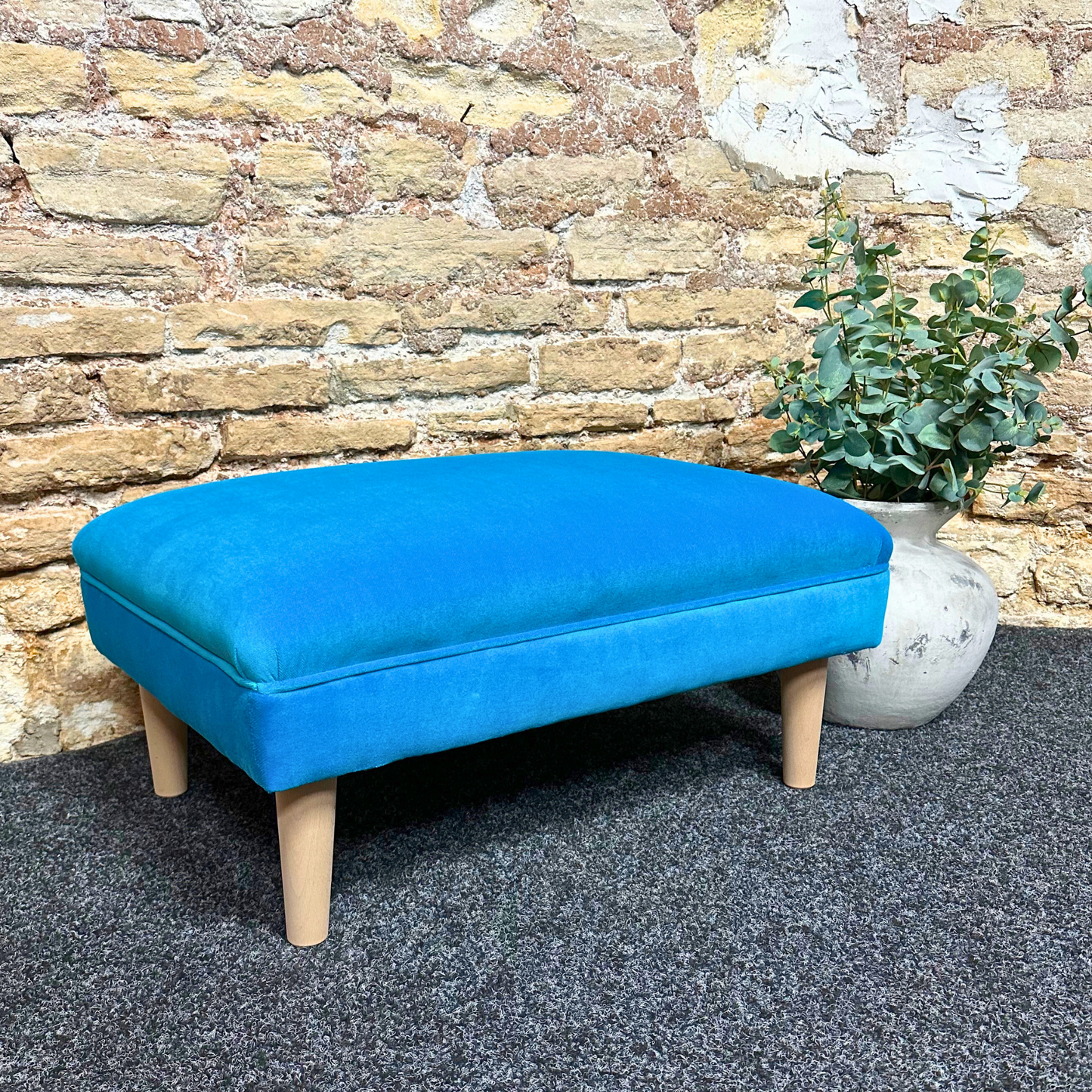 Azure Velvet Footstool