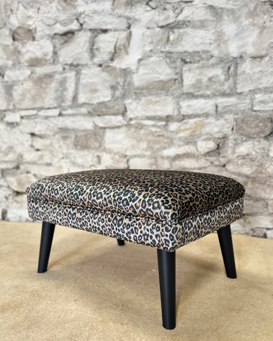 Leopard Print Velvet Footstool