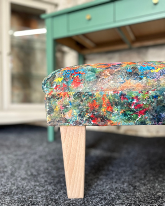 Renoir Multicolour Velvet Footstool